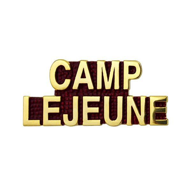 Marine Corps Camp Lejeune Gold on Red 1 1/4" Lapel Pin Marine Corps Camp Lejeune Gold on Red 1 1/4" Lapel Pin