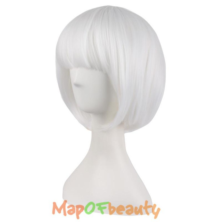 MapofBeauty cosplay bob wig white 30cm 12 inch Short Straight Synthetic hair natural 100% High Temperature Fiber Heat Resistant