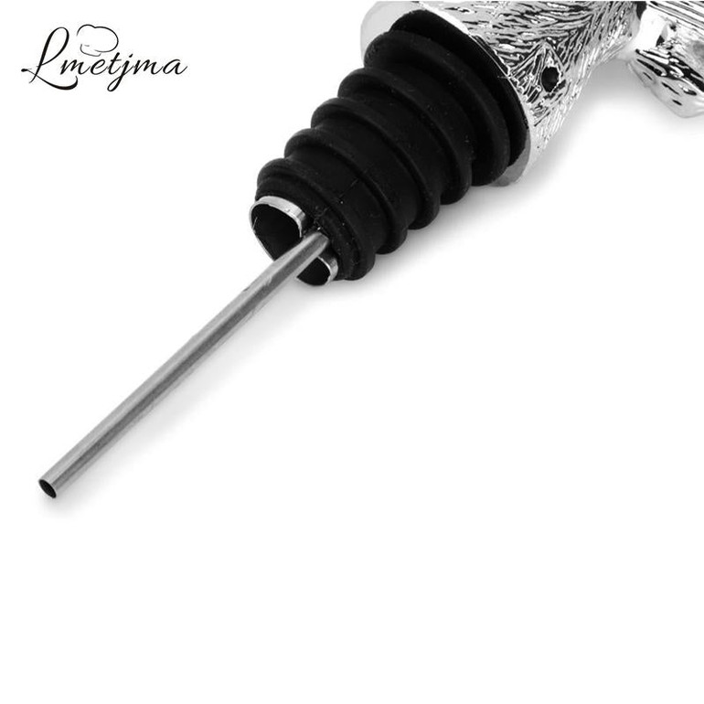 LMETJMA Stainless Steel Deer Stag Head Wine Pourer Unique Wine Bottle Stoppers Wine Aerators Bar Tools KC0818-1
