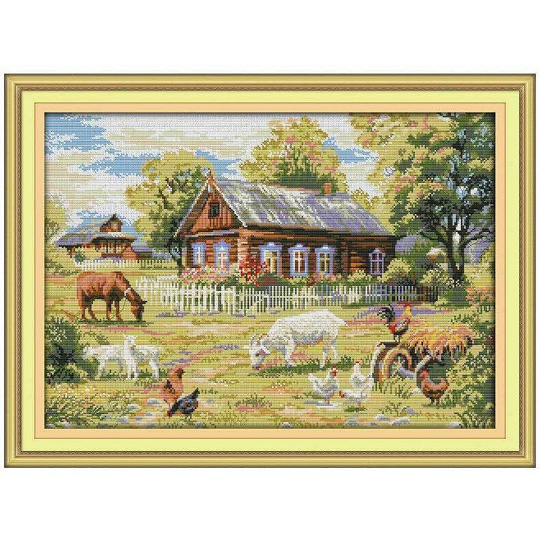 Farm Patterns Counted Cross Stitch 11CT 14CT Cross Stitch Set Wholesale Chinese Cross-stitch Kit Embroidery Needlework