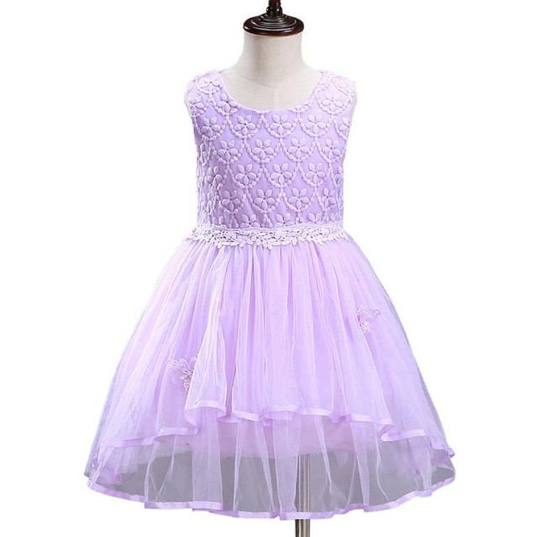 2017 Flower Girl Dresses Summer Baby Clothing Girls Princess Dress Children Show Lace Wedding Party Bow Dress for Kids White