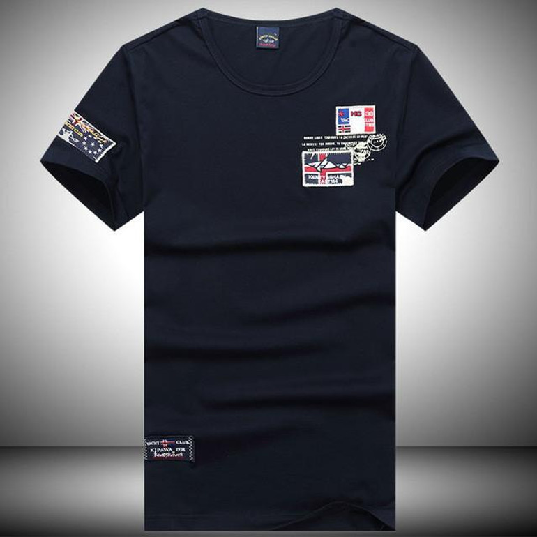 Mercerized cotton short sleeved t-shirt men casual summer t-shirt embroidery mens T-shirts 68wy