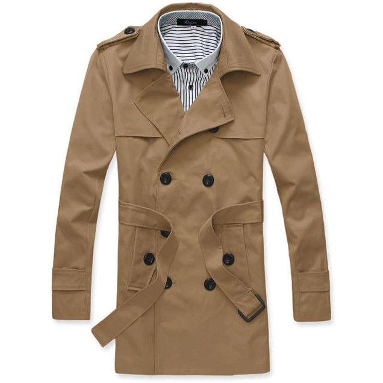 Mens Trench Coat 2017 New Fashion Designer Men Long Coat Windbreaker Autumn Winter Double-breasted Slim Trench Coat Men Overcoat