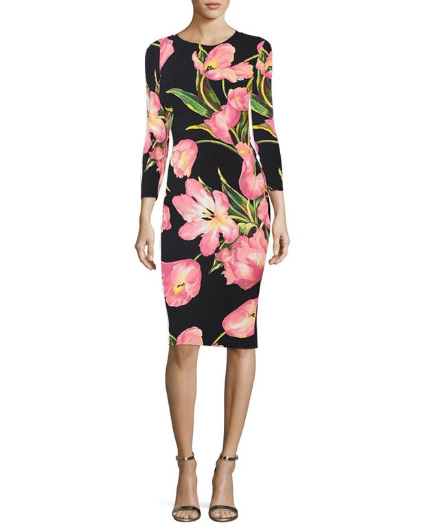 Fenghua Fashion Elegant Summer Dress Women 2018 Spring Long Sleeve Foral Dress Vintage Sexy Work Office Party Bodycon Dresses
