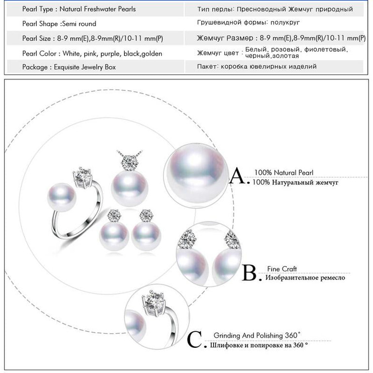 FENASY Pearl Jewelry Brand wedding engagement jewelry sets Natural Pearl pendant Necklace women/stud Earrings,crown ring