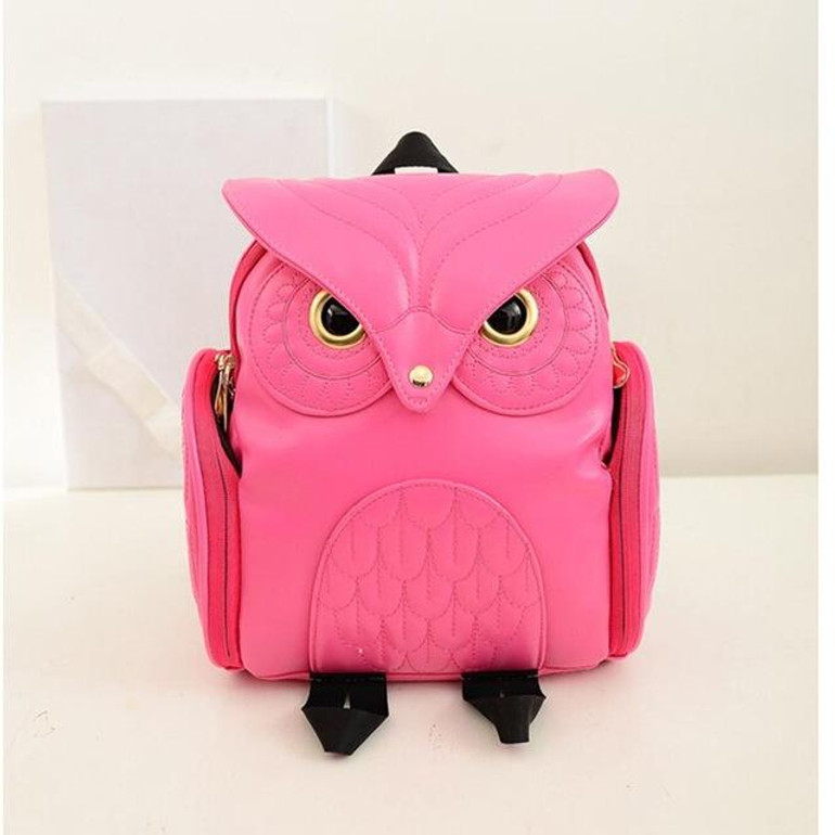 Female Owl Backpack Women Shoulder Bag Girls Black PU Leather School Bags Backpacks Women Backpack