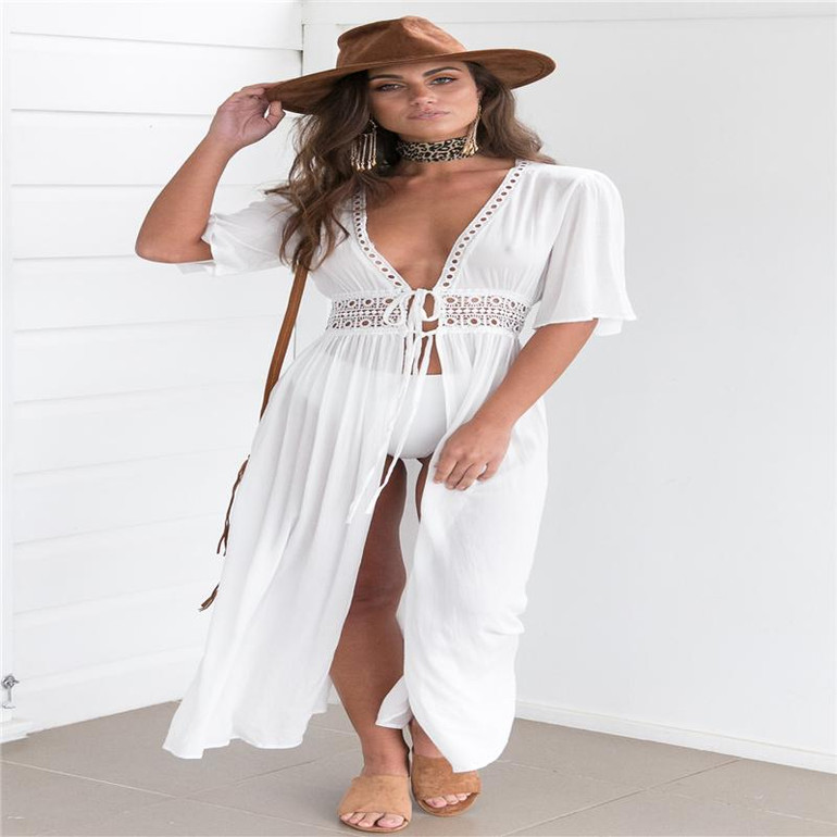 2017 Summer Beach Cover-up Fashion Women Boho Kimono Cardigan Crochet Chiffon Loose Outwear Vintage Blouse Tops Plus Size