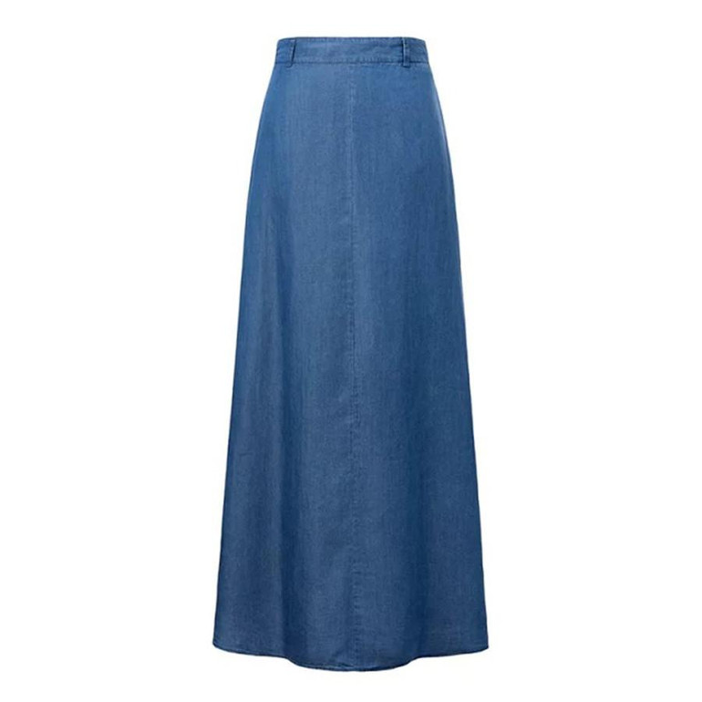 2017 Summer Autumn Long Maxi Skirt High Waisted Floor Length Denim Jeans Skirts Women Casual Jupe Saia Jeans longa With Pockets
