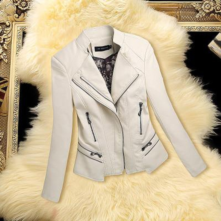 2017 Sale Top Fashion Full Chaquetas De Cuero Mujer Large Size Womens Leather Jacket Fashion V-neck Motorcycle Female Pu Zipper