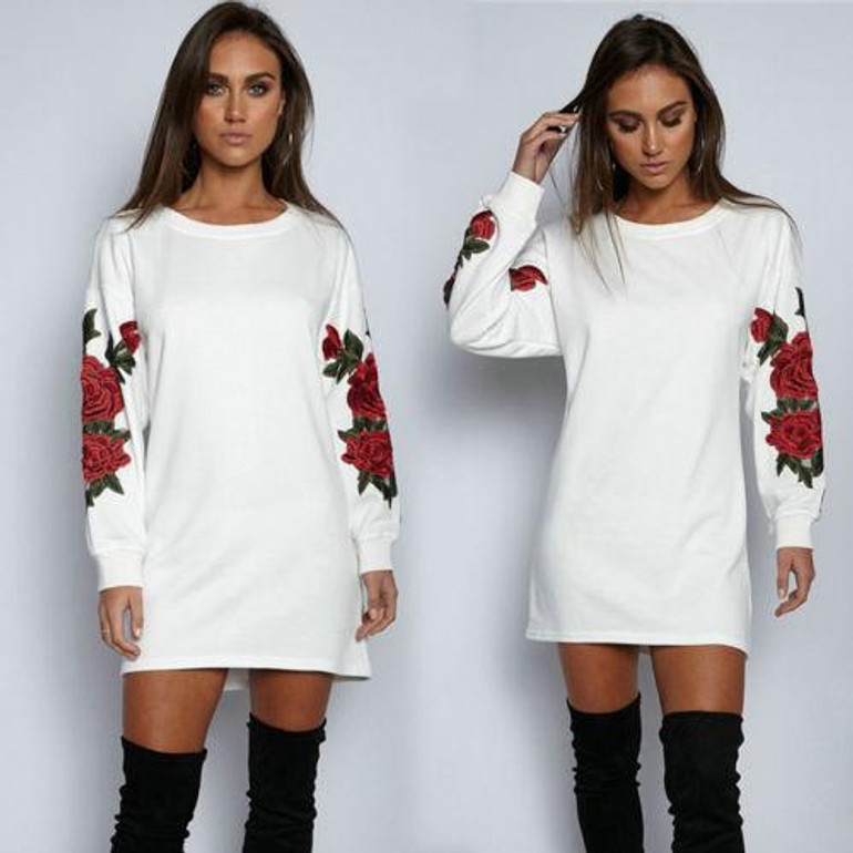 Long Sleeve Hoodie Sweatshirts Flower Cotton New Pullover Sweatshirt Tops Clothes Fashion Women Ladies Clothing Casual