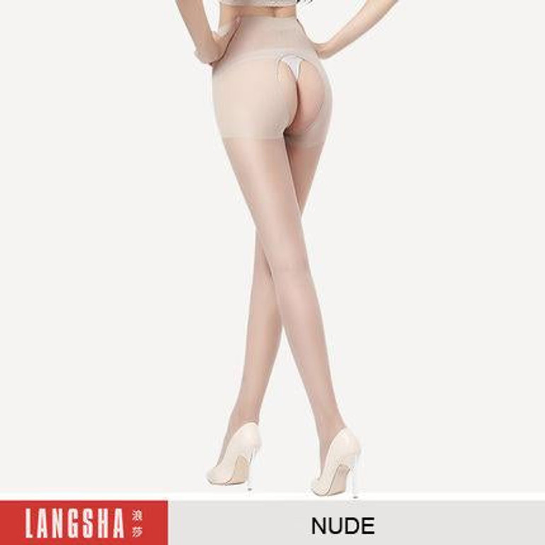 LANSWE high quality women open crotch sexy tights anti-hook summer thin lady delight stockings langsha
