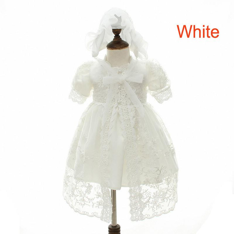 IYEAL Baby Girl Dress With Shawl + Hat for Toddler Girls Infant 1 Year Birthday Party Baptism Christening Gown High Quality