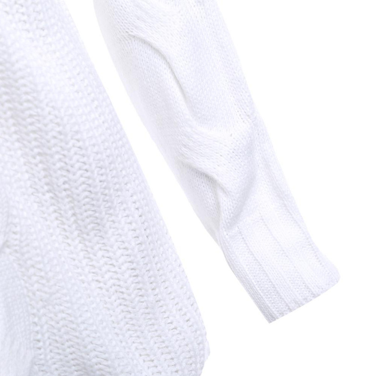 AZULINA Brief V-Neck Oversize Knitted Sweater Pullover Women 2017 Autumn Winter Drop Shoulder Loose White Sweater Pull Femme