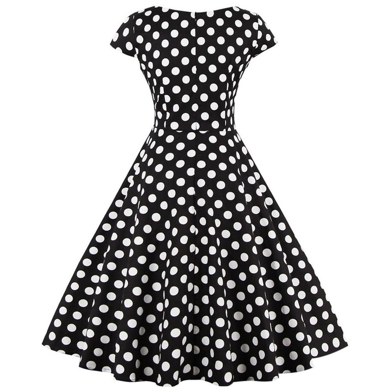 AZULINA 50s polka dot vintage retro women dress short sleeve o neck female casual a line vestido robe femme big plus size 4XL