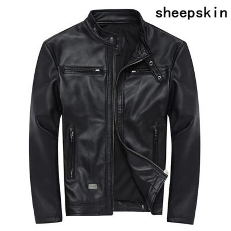 AYUNSUE 100% Genuine Leather Jackets Mens Sheepskin Coat Chaqueta Cuero Hombre Leather Jacket Motorcycle Coats Plus Size WXF046