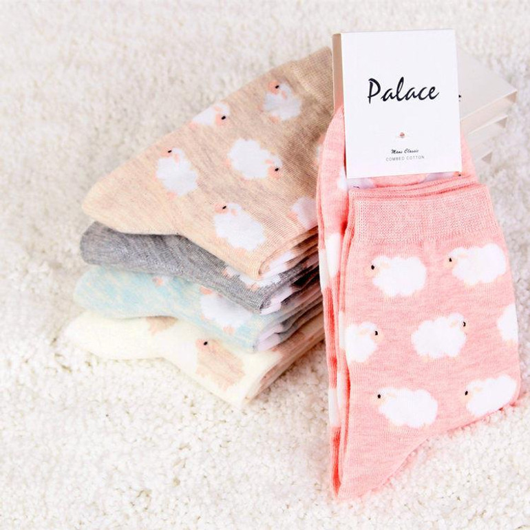 Autumn/winter Chinese style national cartoon sheep woman's socks female all cotton thick socks