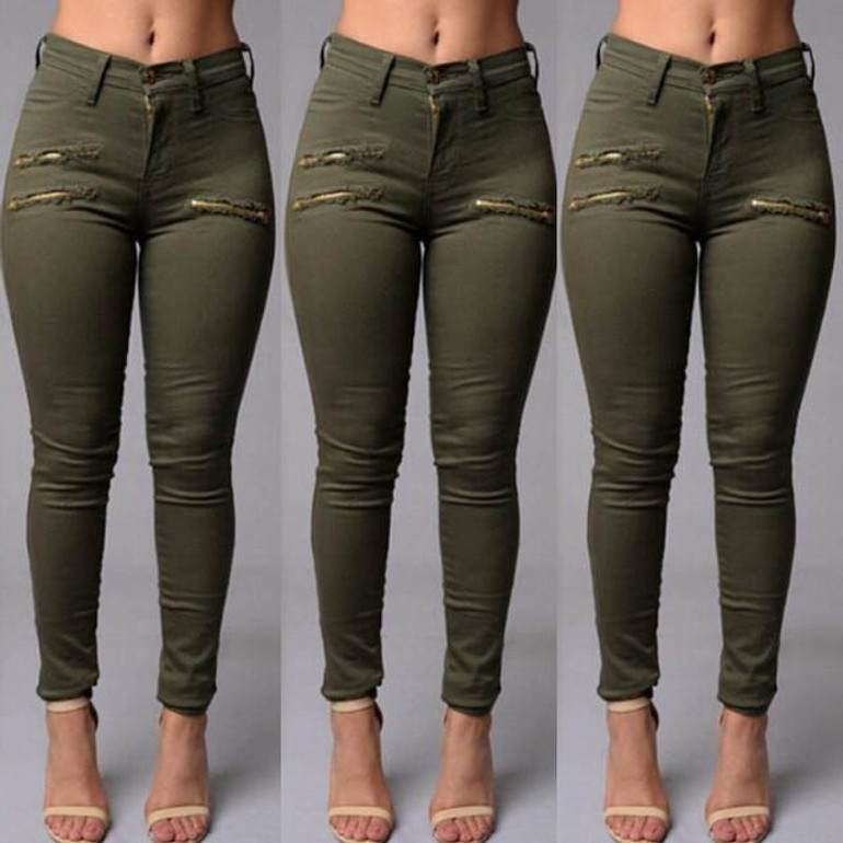 Autumn Women Jeans Pencil Stretch Casual Zipper Denim Skinny Jeans Pants High Waist Jeans Trousers