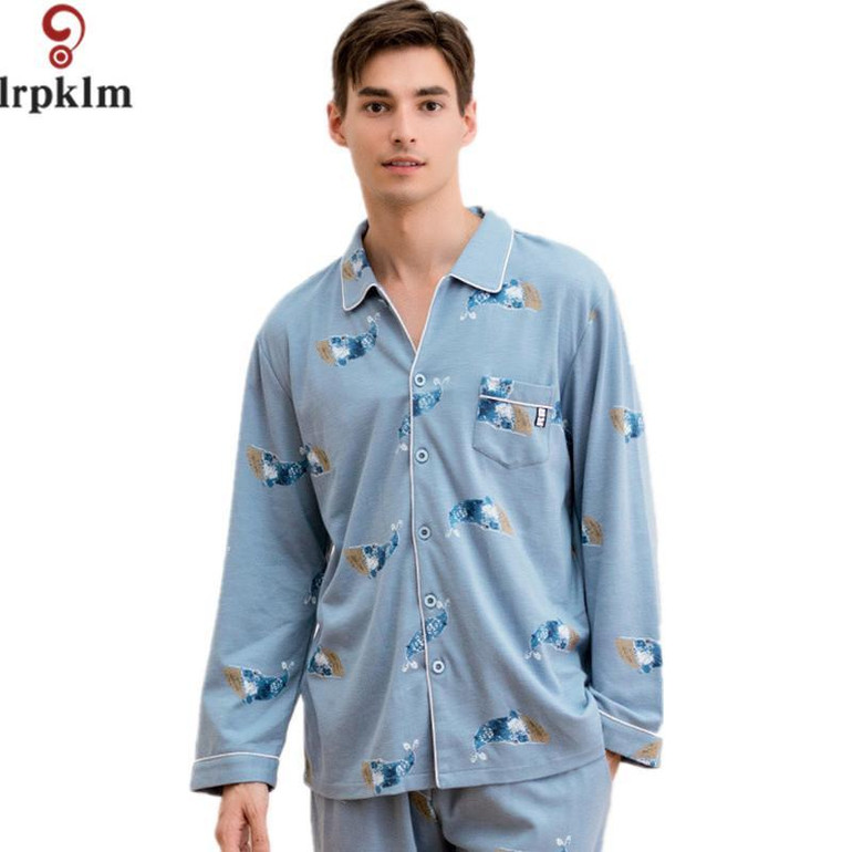 Couple Pajamas Women Spring Autumn Long-sleeve Sleepwear Lovers Men Pyjamas Print Cotton Pajama Set Men Women L-XXXL SY835