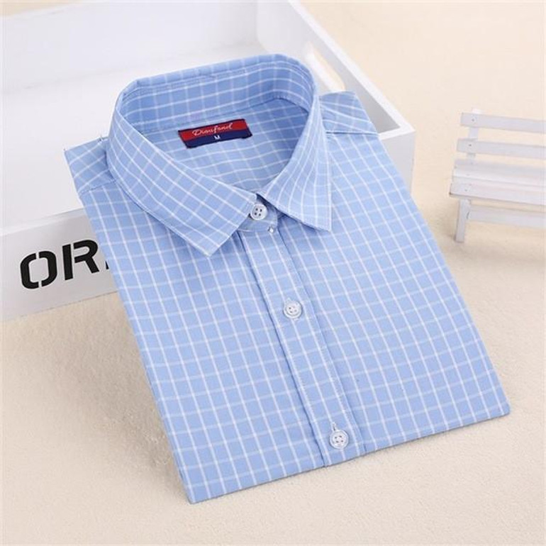 Brand Casual Plaid Women Shirts Blouses Ladies Collar Tops Plus Size Blusas Femininas Red Long sleeve Plaid Shirts Women 2016