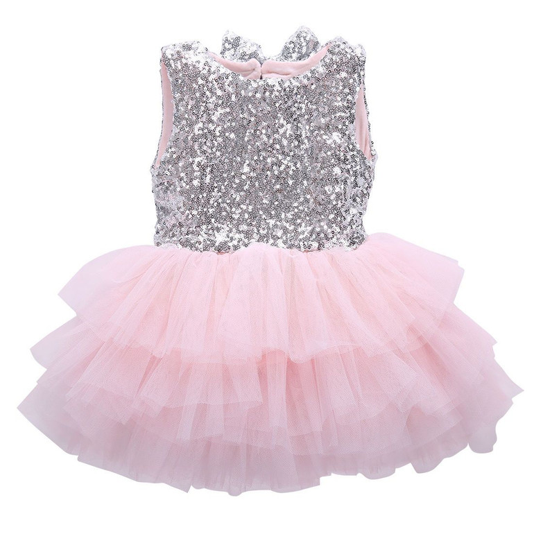 2016 Girls Summer Dress Kids Baby Flower Girl Sequins Dress Party Gown Formal Dresses Costume