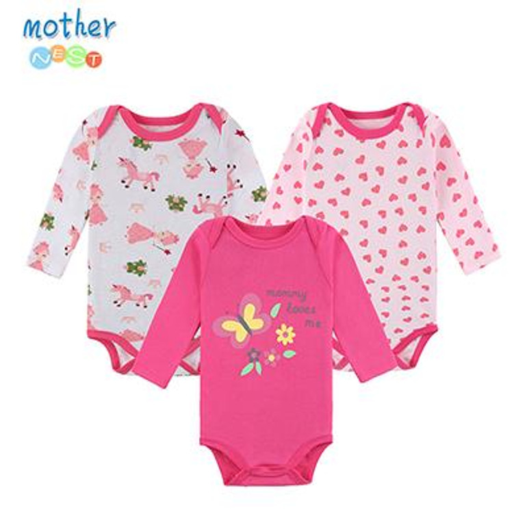 Mother Nest 3 PcsLot Baby Romper Infant Romper Long Sleeve Jumpsuit Romper 12 Colors Brand Baby Girl Boy Clothing Christmas