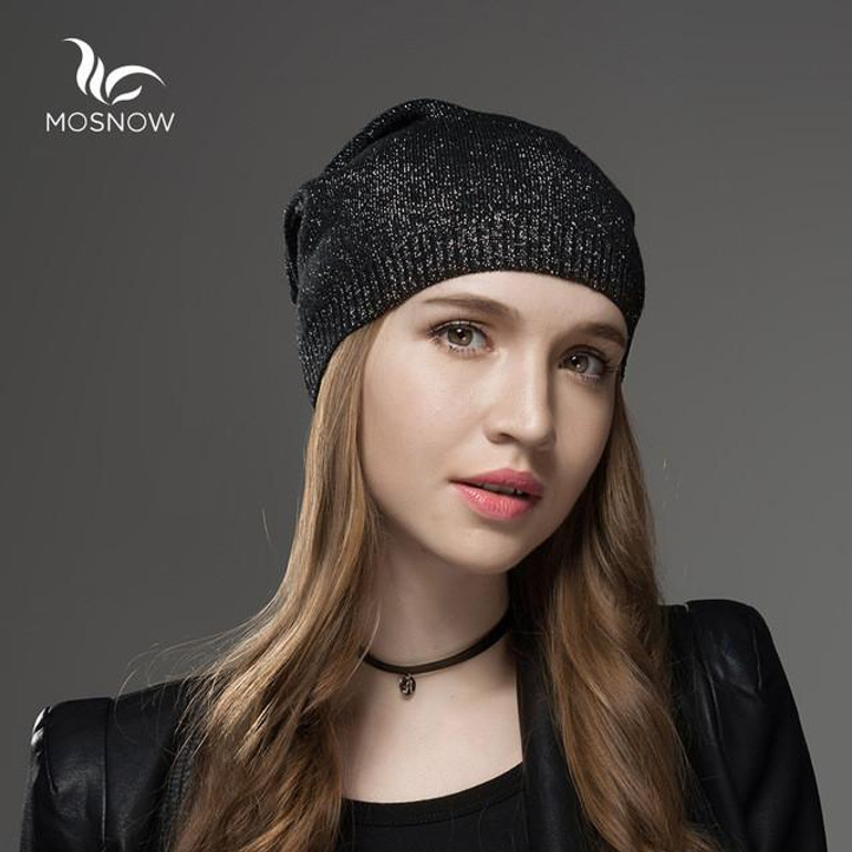 Mosnow Wool Cashmere Winter Hats  For Women High Quality Warm Women'S Brand Casual Knitted Vogue  Hat Female Skullies Beanies