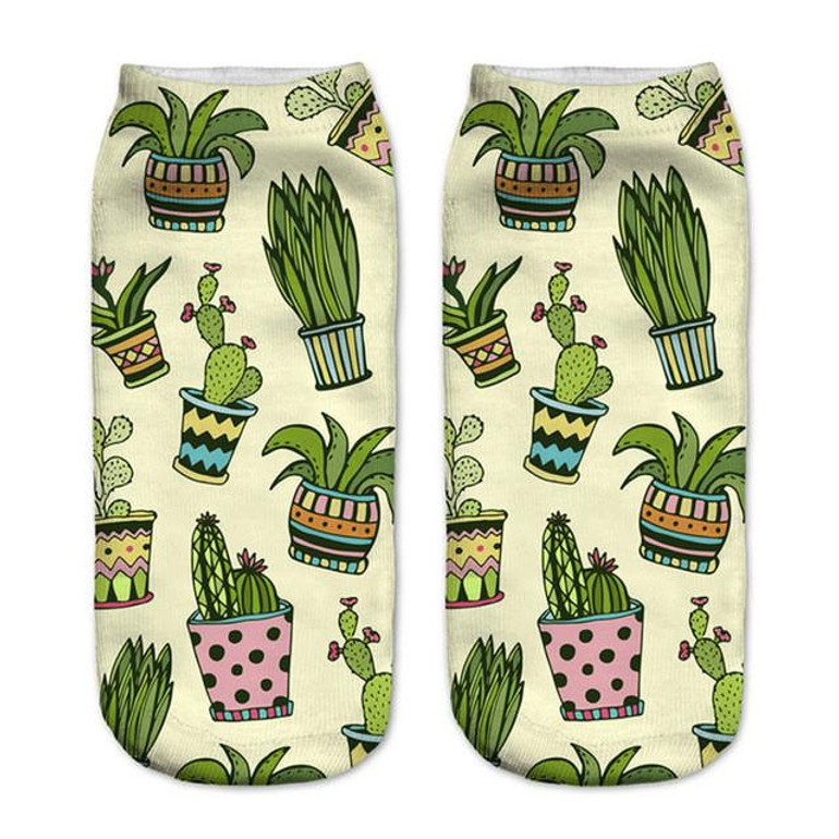 2017 New arrival Women Low Cut Ankle Socks Funny Aliens 3D Printing Sock Cotton Hosiery Printed Sock
