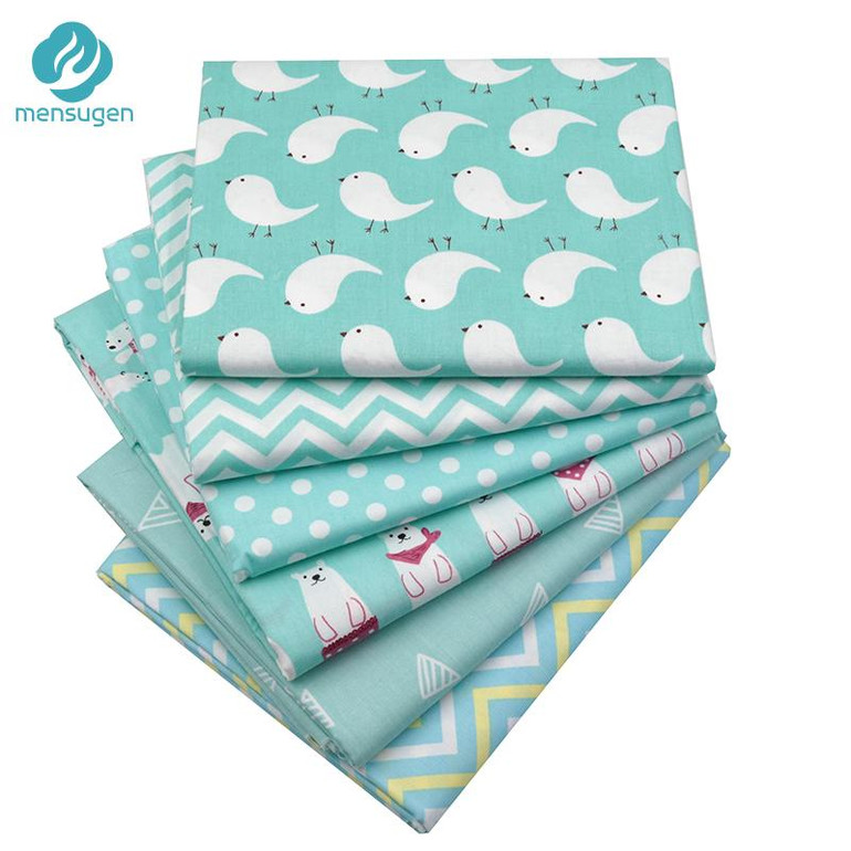 Mint Color Printed Cotton Fabric for Patchwork Sewing Handmade Needlework Material Telas to Patchwork 6pcs/lot 40cm*50cm