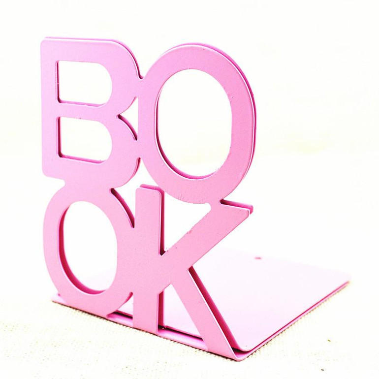 Metal frame Book Letters bookends iron Book shelf Student Book desk creative Bookends