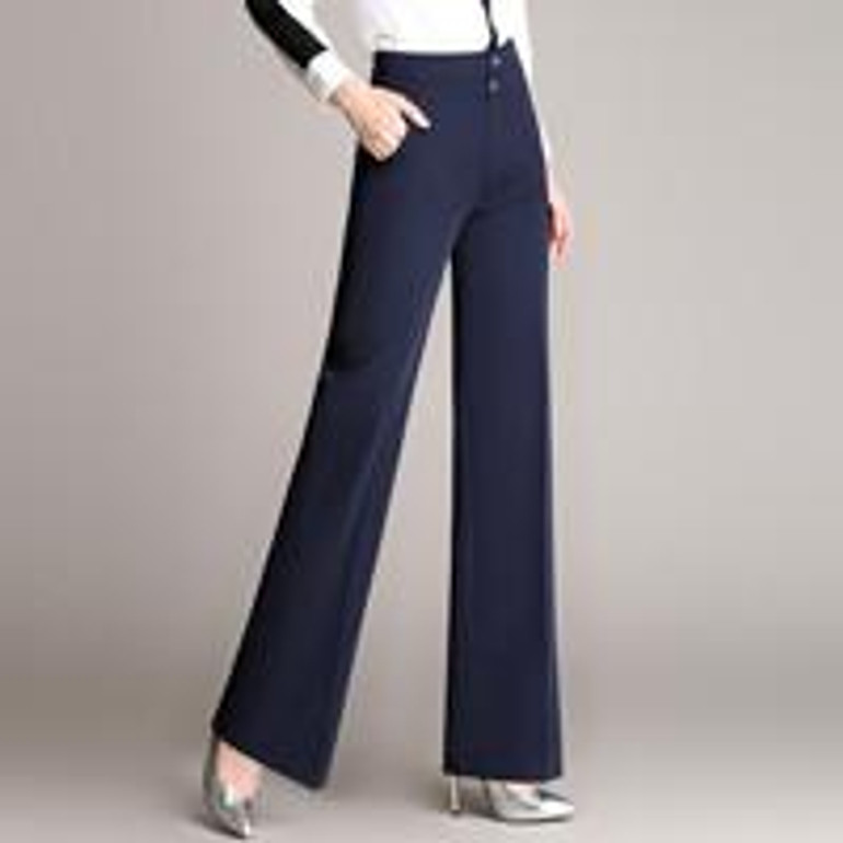 S-6XL Plus Size Womens Pants Spring Autumn Women Wide Leg office Pants High Waist Ladies Pants Black Formal Straight Trousers