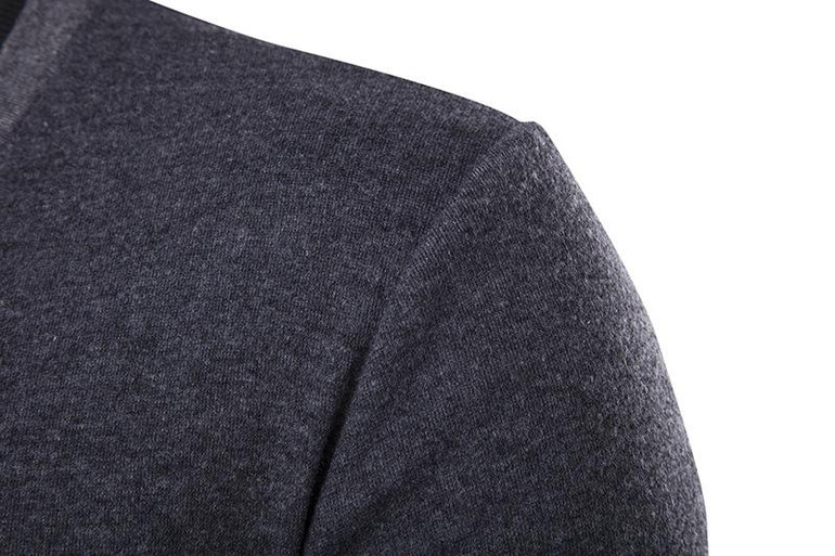 2017 new men's fashion slim long sleeved sweater coat color placket