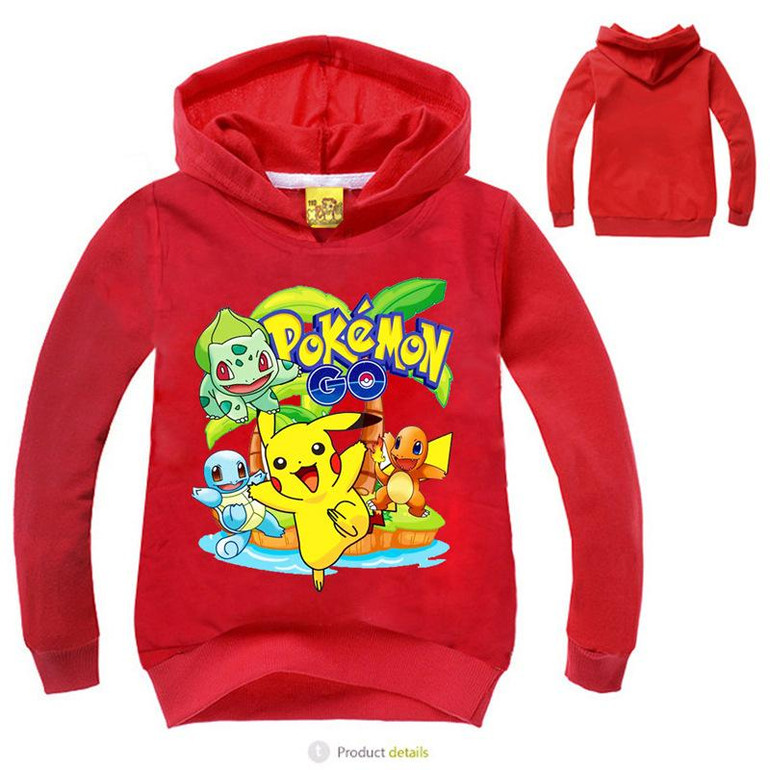 2017 Pokemon Sweatshirt For Girls Boys Hoodie Long Sleeve Pokemon Shirt Children Boys Pokemon Costume Girls Sweatshirt For Baby