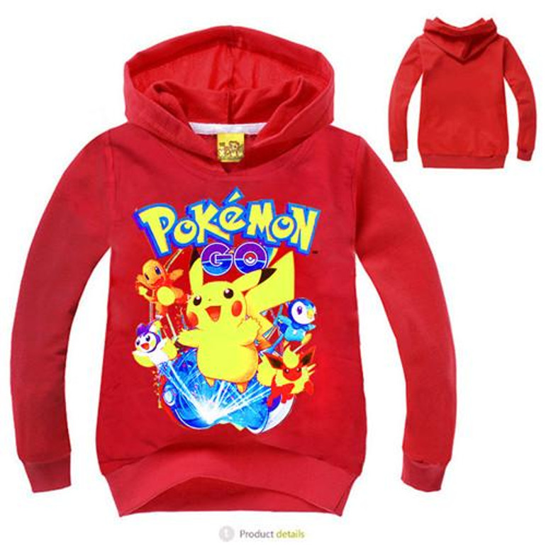 2017 Pokemon Costume Child Sweatshirt Pokemon Go Hoodie For Boys Hoodies Girls Sweatshirt Pink Sport Shirt Hoodies For Teenage