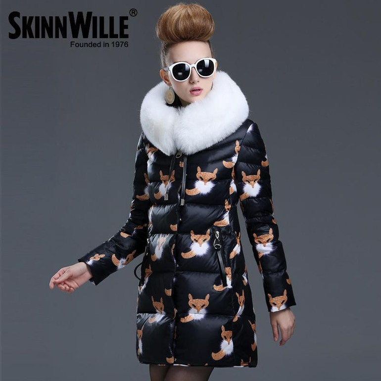 skinnwille fashion women's 2017 medium-long down coat winter jacket women womens winter jackets and coats winter jacketfur coat