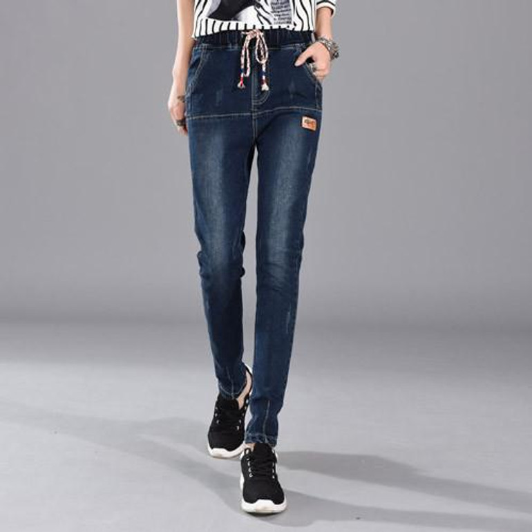 2017 Jeans Womens Elastic Cord Skinny Denim Long Cross-pants Loose Plus Size 40 Woman Jeans Camisa Feminina Lady Fat Trousers