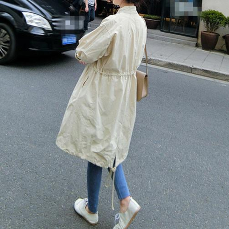 2017 Japan Summer Adjustable Waist Slim Long Trench Coats Cardigan Spring Casual Windbreaker Women Loose Thin Zipper Coat Female