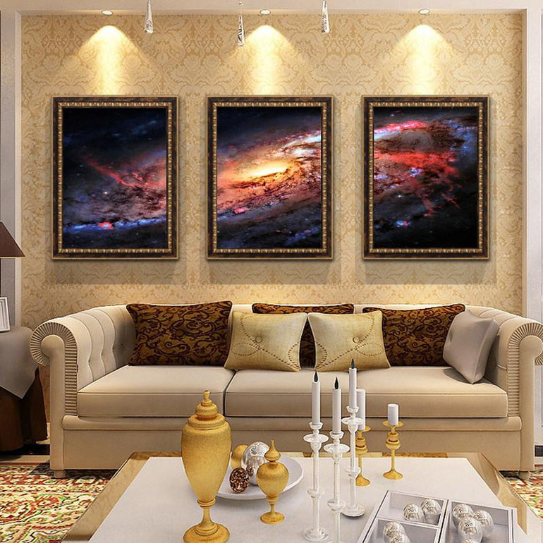 Space and Universe  Canvas Print Space Landscape Paintings Wall Art Decor Universe Galaxy Stars 3 Piece Picture Print on Canvas