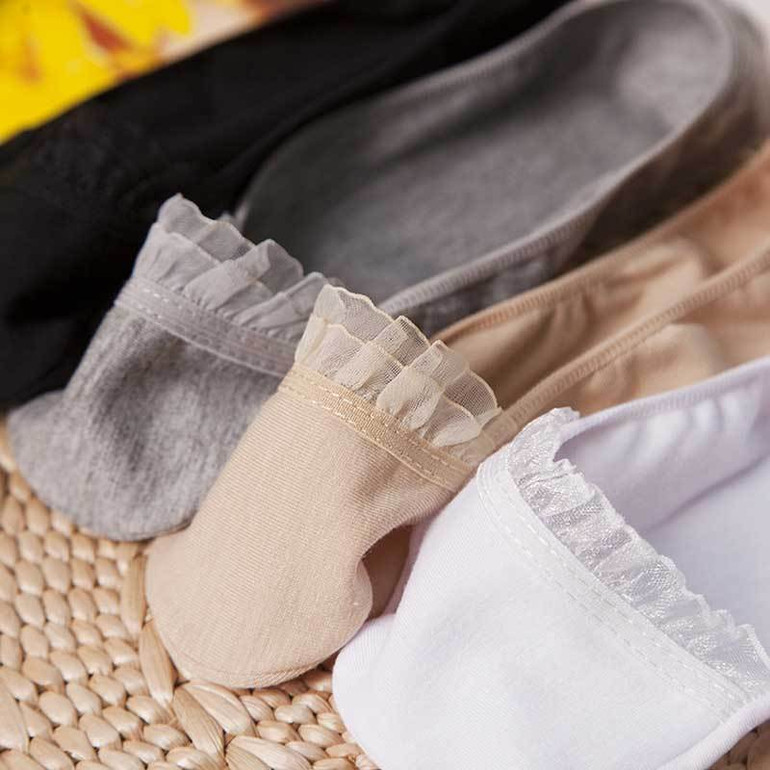 SP&amp;CITY Cotton Breathable Invisible Socks Women High Heels Boat Socks Slippers Female Soft Summer Lace Low Short Socks Ped