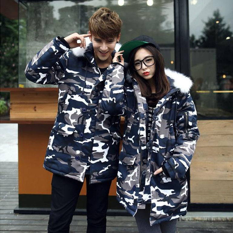 2016 plus size men winter camouflage down cotton padded jacket long Korean men thicking down coat M-3XL hot sale