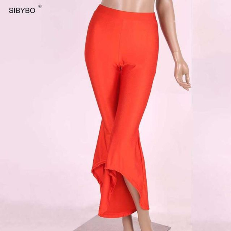 2016 New Women Vintage Irregular High Waist  Loose Solid Black Ruffle Elegant Casual Long Flare Wide Leg Pants