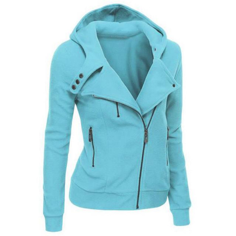 2016 New Women Sweatshirts Solid Color Hooded Jacket Long Sleeve Women's Hoodie Zipper Fall Winter Women Coat
