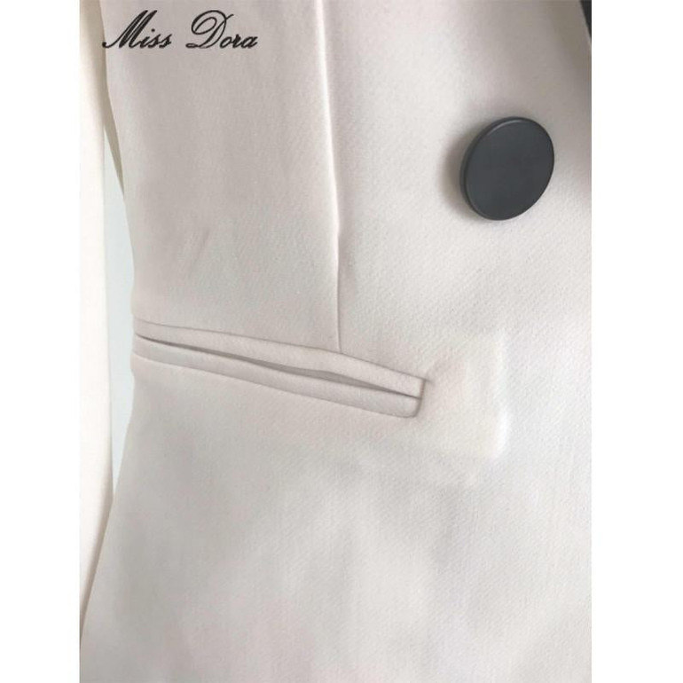 2016 new winter White Blazer Women Slim Blaser Double Breasted Design Blazer Feminino Female Suit Jacket & pants Women Work Wear