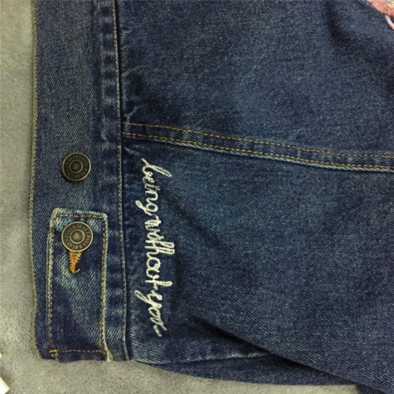 2016 new fall embroidered denim jacket female 2016 Korean version of the retro loose flamingo pattern coat