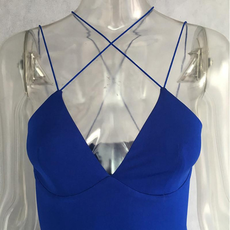 2016 Fashion Women New Style Blue dress Sexy Irregular Split Bodycon Dresses V neck Slim Vestidos