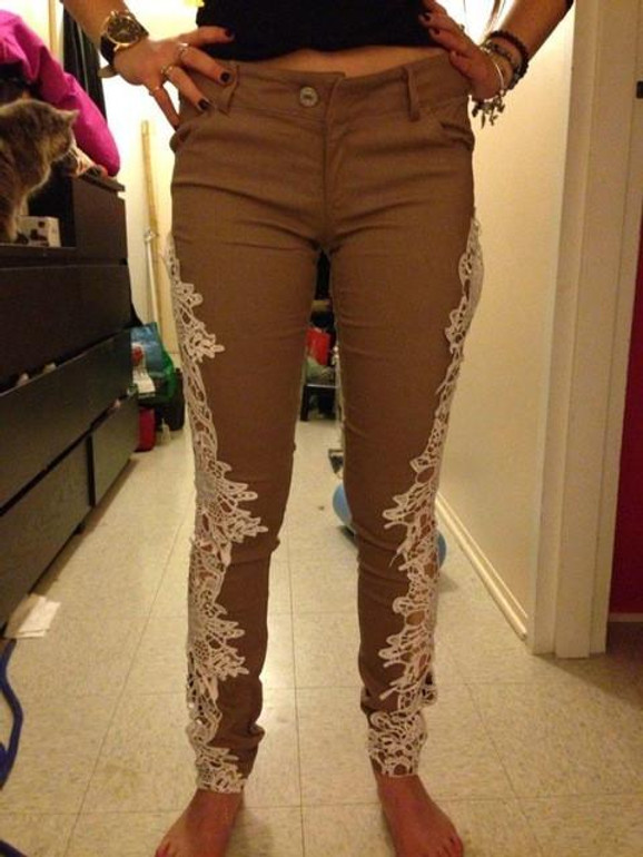 2016 Fashion Lace Women Jeans Plus Size Sexy Hollow Out Flower Hook Tight Feet Pencil Pant Skinny Plus Size Woman Jeans