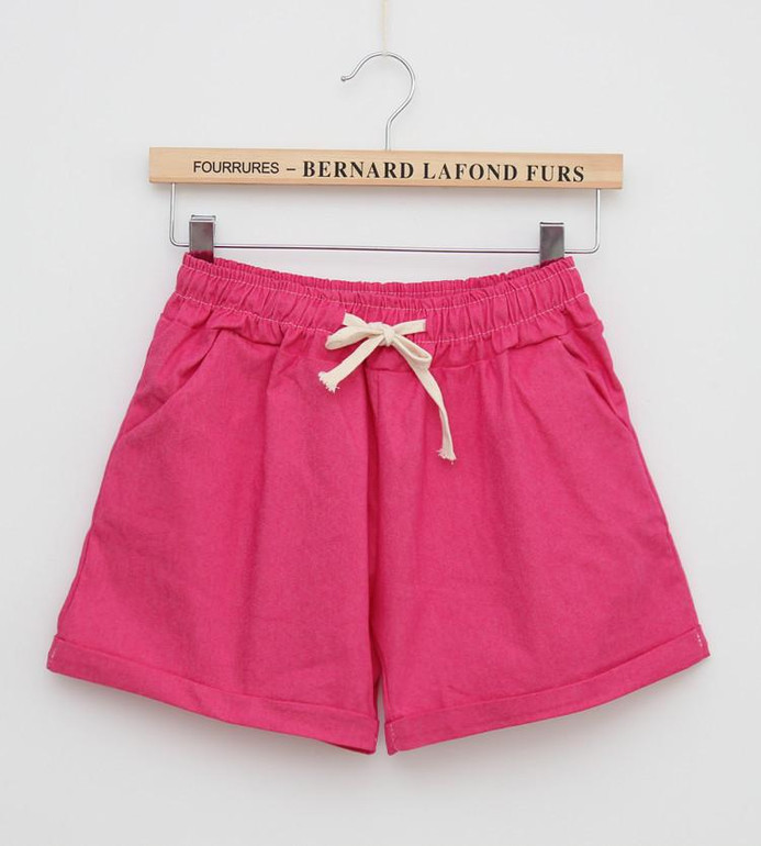 2016 Summer Style Shorts Women Candy Color Elastic With Belt  Short Women  A224