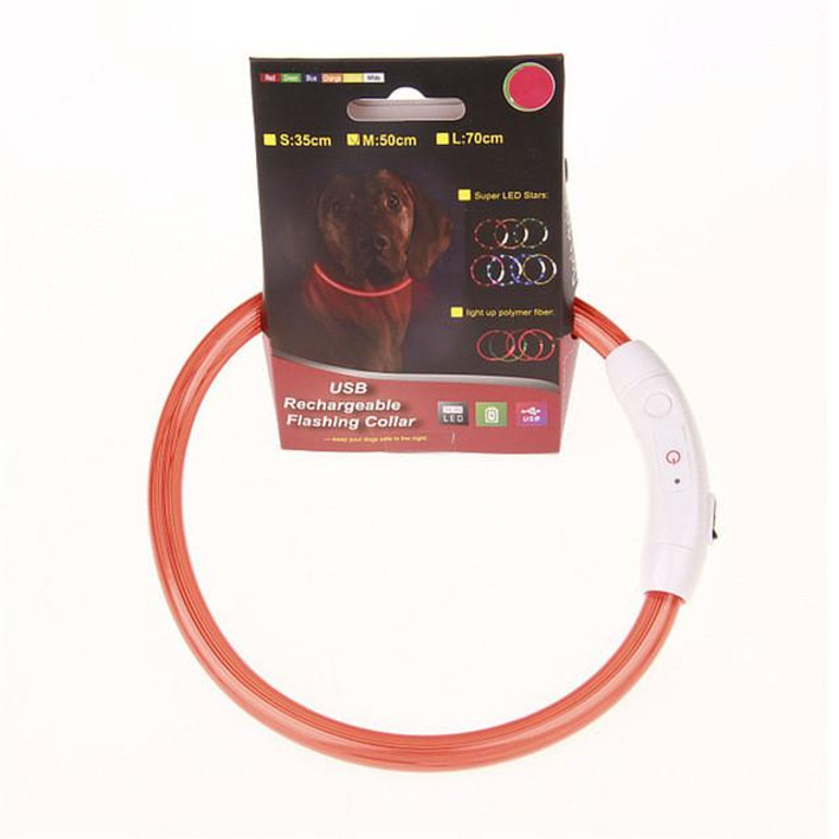 Rechargeable  Puppy Collar USB LED Flashing Light Band Belt Safety Pet Dog Collar