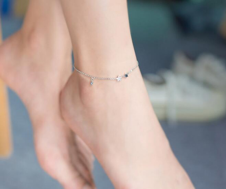 Real. 925 Sterling Silver cz star chain Anklet bracelet sterling-silver-jewelry adjustable GTLS256 Real. 925 Sterling Silver cz star chain Anklet bracelet sterling-silver-jewelry adjustable GTLS256