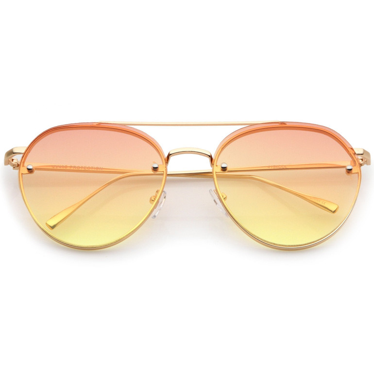 Retro Modern Gradient Flat Lens Aviator Sunglasses A824
