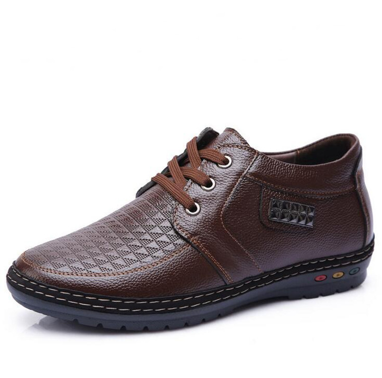2017 new men casual leather shoes height increasing 5cm genuine leather soft and comfortable male shoes black brown freeshipping
